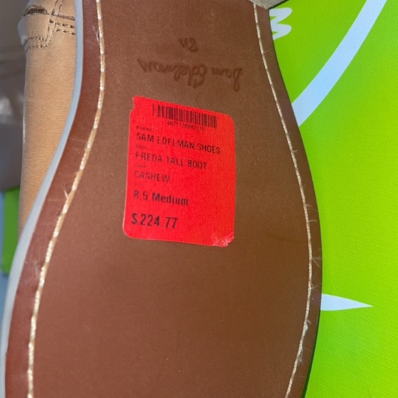 Sam Edelman Freda Tall Leather Riding Boots Tan Size 8.5 Moto Biker Buckles NEW - Picture 11 of 16